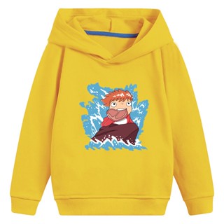 เสื้อกันหนาว มีฮู้ด ลายการ์ตูนอนิเมะ Miyazaki Studio Ghibli Ponyo น่ารัก สําหรับเด็กผู้ชาย และเด็กผู้หญิง