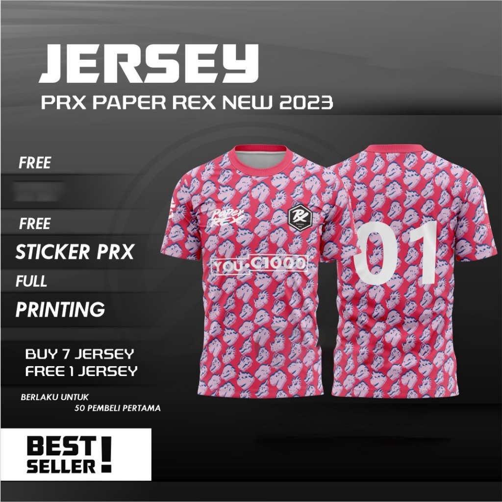 เสื้อกีฬาแขนสั้น ลายทีม PRX PAPER REX NEW 2023 MY/SG FREE NICKNAME NUMBER & STICKER PRX