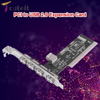 Tcuteit การ์ดควบคุม PCI USB 4 พอร์ต 480Mb/s PCI เป็นการ์ดขยาย USB 2.0