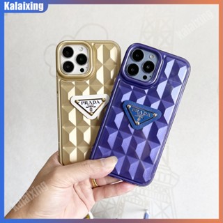 PRADA เคสโทรศัพท์มือถือนิ่ม ลายเพชร 3D สําหรับ iPhone 14 Pro Max 13 12 Pro Max 11Pro