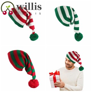 Willis หมวกบีนนี่ ผ้าขนสัตว์ถัก ลายซานตาคลอส คริสต์มาส สีเขียว สีแดง สไตล์เกาหลี สําหรับผู้หญิง