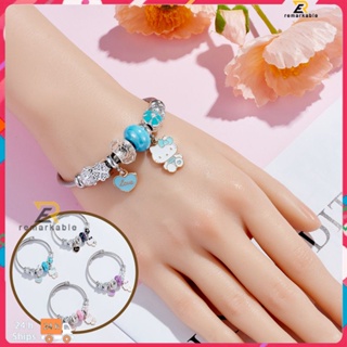 พร้อมส่ง Sanrio Stainless Steel Silver Opening Bracelet Cartoon Cute Kt Cat Skewers Bracelet Jewelry โดดเด่น_th