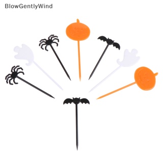 Blowgentlywind ส้อมจิ้มผลไม้ ลายการ์ตูนฮาโลวีน ขนมเค้ก ขนมหวาน สําหรับเด็ก 8 ชิ้น ต่อชุด BGW