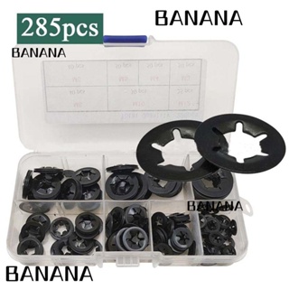 Banana1 แหวนรองล็อกฟัน 7 ขนาด M3 M4 M5 M6 M8 M10 M12 285 ชิ้น พร้อมกล่องเก็บ สีดํา 65 มล.