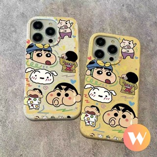 เคสโทรศัพท์มือถือแบบนิ่ม ผิวด้าน กันกระแทก ลายการ์ตูนชินจังน่ารัก สําหรับ IPhone 13 14 Pro MAX 11 12 15 XR X XS MAX SE 2020 7 8 6 6s 15 Plus