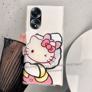 Phone Case OPPO A38 A55 A95 A74 A54 A94 A16 A16k 4G 5G เคสโทรศัพท์มือถือแบบนิ่ม กันกระแทก ลายการ์ตูน KT พร้อมขาตั้ง น่ารัก สําหรับ