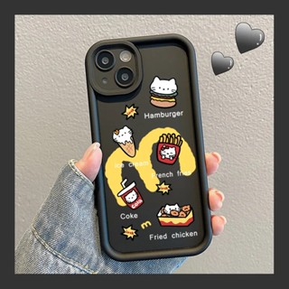 เคสโทรศัพท์มือถือ กันกระแทก ลายแมวแฮมเบอร์เกอร์ สําหรับ iPhone 11 12 13 14 15 pro max 11promax 14promax 15promax 13promax 7plus 8plus xr xsmax 14plus