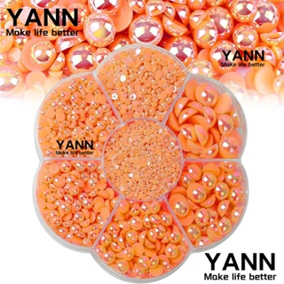 Yann1 ไข่มุกเทียม AB ด้านหลังแบน ทรงกลม สีส้ม 7 ขนาด สําหรับทําเครื่องประดับ DIY 5600 ชิ้น