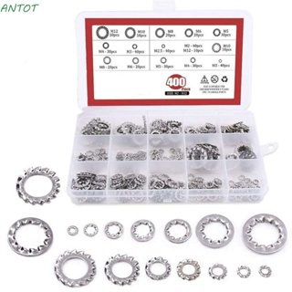 Antot ชุดแหวนรองล็อก สเตนเลส 304 M2 M2.5 M3 M4 M5 M6 M8 M10 M12 หลายขนาด 400 ชิ้น