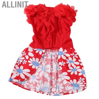 Allinit Dog  Soft Breathable Lightweight Cute Stylish Summer Clothes Floral Puppy for Daily Party Red