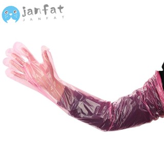 Janfat ถุงมือพลาสติก แบบใช้แล้วทิ้ง สีชมพู สําหรับสนามหญ้า 50 ชิ้น