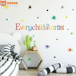 Sutee สติกเกอร์ PVC ลายศิลปิน สีน้ํา ลอกออกได้ สําหรับตกแต่งผนังบ้าน ห้องเรียน