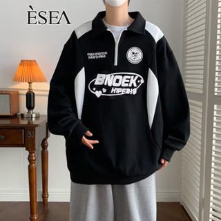 Esea เสื้อกันหนาวโปโล คอปก พิมพ์ลายตัวอักษร ไฮเอนด์ สไตล์ยุโรป และอเมริกา แฟชั่นฤดูใบไม้ผลิ และฤดูใบไม้ร่วง สําหรับผู้ชาย