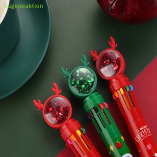 Hugepeaktion ปากกาลูกลื่น 10 สี สร้างสรรค์ เครื่องเขียน ปากกาโฆษณา ของขวัญ โรงเรียน สํานักงาน เครื่องเขียน คริสต์มาส ธีมดี