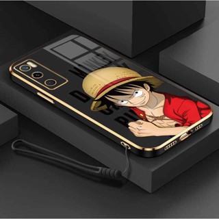 เคสโทรศัพท์มือถือ ซิลิโคนนิ่ม กันรอยกล้อง ลายการ์ตูนลูฟี่ OnePiece หรูหรา พร้อมสายคล้อง สําหรับ Vivo V20SE Vivo Y70 2020