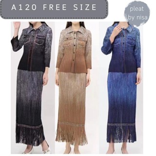 Pleatbynisa A120 เซทอัดพลีทลายหินอ่อน เนื้อผ้าPolyester100%
