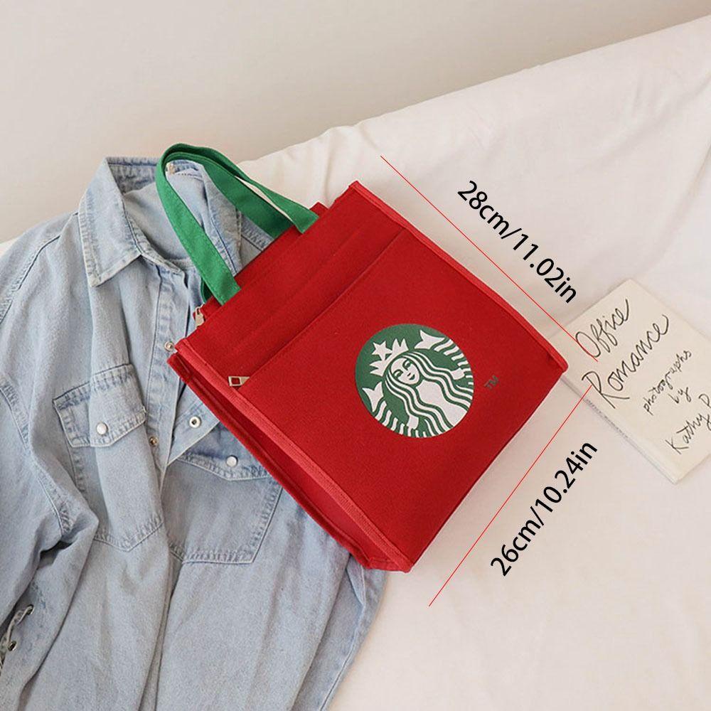 เจรีมี1 กระเป๋าผ้าใบสตาร์บัคส์,พิมพ์กาแฟกระเป๋าผ้าใบกระเป๋าถือ,กระเป๋ามัมมี่ลําลองสไตล์เกาหลีถุงอาหารกลางวันถังกระเป๋าเดินทา