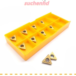 Suchenhd เม็ดมีดกลึงคาร์ไบด์ โลหะ ภายใน สีเหลือง สําหรับเครื่องกัดมิลลิ่ง TCMT 20 ชิ้น110204 Us735 แท่นวางเครื่องกลึง ทรงสามเหลี่ยม