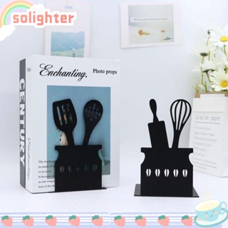 SOLIGHTER Bookends ที่วางหนังสือ โลหะ รูปเครื่องครัว สําหรับสํานักงาน โรงเรียน