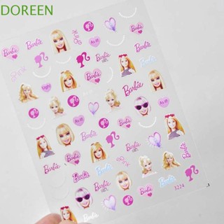 Doreen สติกเกอร์ติดตกแต่งเล็บ ลายโบว์ บาร์บี้ เจ้าหญิง สีชมพู DIY