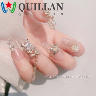 Quillan อุปกรณ์ตกแต่งเล็บ จี้รูปโบว์ ดอกไม้ ประดับเพชรเทียม DIY