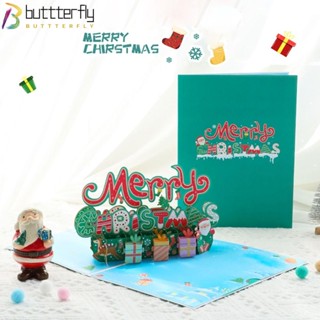 Buttterfly กระดาษการ์ด ลายซานตาคลอส สโนว์แมน ต้นคริสต์มาส