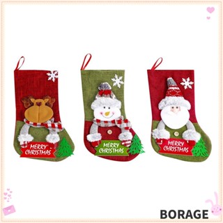 Borag ถุงเท้าคริสต์มาส จี้ซานตาคลอส กวาง มนุษย์หิมะ สําหรับตกแต่งบ้าน