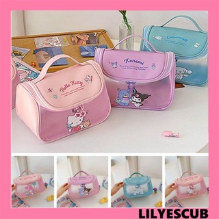 Lilyescub กระเป๋าเครื่องสําอาง PU กันน้ํา ลายการ์ตูน Cinnamoroll สําหรับเดินทาง