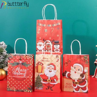 Buttterfly ถุงของขวัญคริสต์มาส ลายซานตาคลอส 12 ชิ้น พร้อมหูหิ้ว 12 ชิ้น