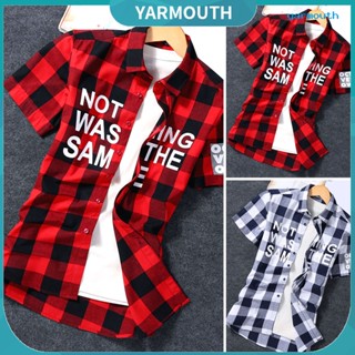 Yyr-- เสื้อเชิ้ตแขนสั้น คอปก พิมพ์ลายตัวอักษรภาษาอังกฤษ เข้ารูป สวมใส่สบาย เหมาะกับฤดูร้อน สําหรับผู้ชาย