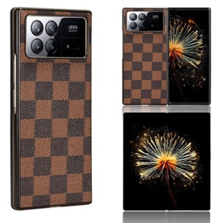เคสหนังหรูหรา สําหรับ Xiaomi Mix Fold 3 Grid Flower Official Designer Silicone Cover