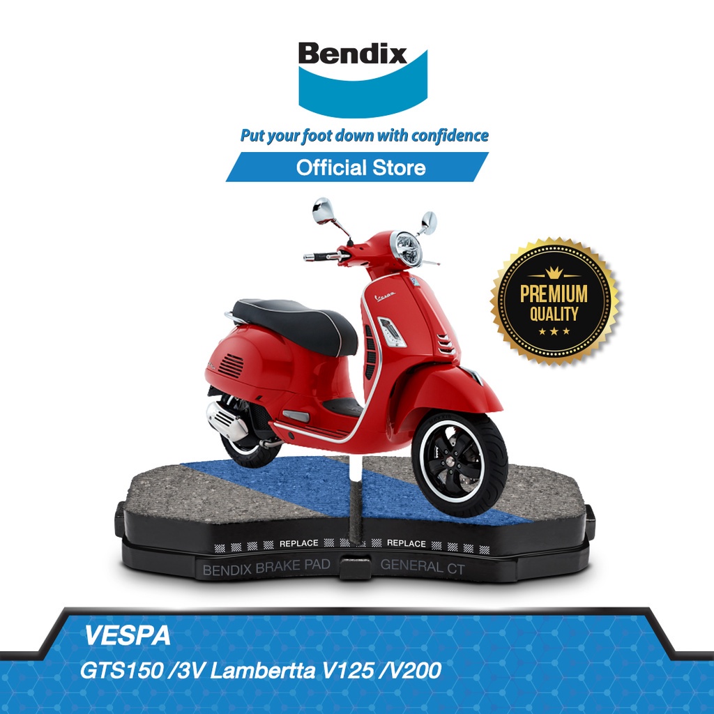 Bendix ผ้าเบรค VESPA 3V Lambretta V125 / V200(ปี '18-21) ดิสเบรคหน้า+หลัง (MD9,MD41)