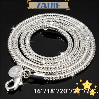 Zaijie24 สร้อยคอโซ่งู เงินสเตอร์ลิง 925 16 18 20 22 24 นิ้ว เครื่องประดับ สําหรับผู้หญิง ผู้ชาย