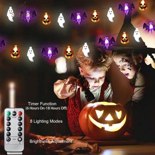 Shanrong halloween สายไฟหิ่งห้อย LED 30 ดวง ใช้แบตเตอรี่ 20 ฟุต พร้อมตัวจับเวลา 8 โหมด สําหรับตกแต่งปาร์ตี้ฮาโลวีน กลางแจ้ง