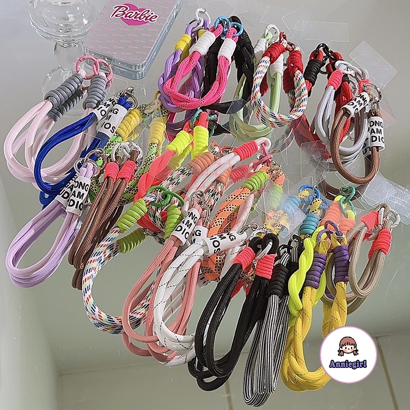 สายเชือกคล้องโทรศัพท์มือถือ แบบถัก สีพื้น แบบสากล