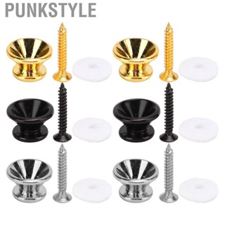 Punkstyle 2x Guitar Strap Lock Buttons Metal End Pins Set Mounting Screws Wool Washers