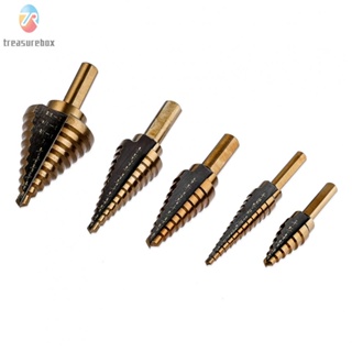 【TRSBX】5pcs HSS Cobalt Step Drill Bits Set with Groove Design Fast and Clean Cutting