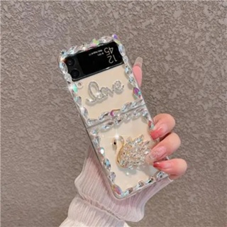 เคสโทรศัพท์มือถือ ประดับเพชร พลอยเทียม แวววาว แฟชั่น สําหรับ Samsung Galaxy Z Flip 5 Galaxy Z Flip 3 4