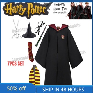 24H เสื้อคลุม ผ้าพันคอ คอสเพลย์ Harry Potter Gryffindor Hermione Gryffindor Slytherin Hufflepuff Ravenclaw พร้อมป้าย สํ