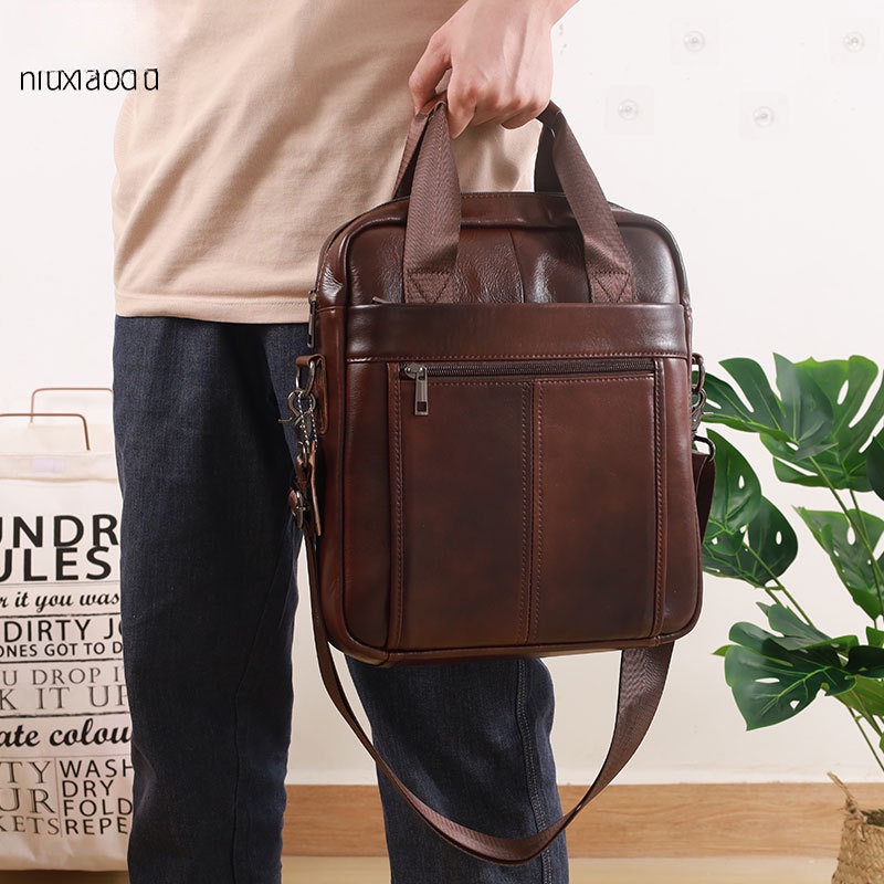 กระเป๋าสะพายไหล่ Husband Leather Crossbody Messenger Bag iPad Designer Phone Top-handle For Men Handbag