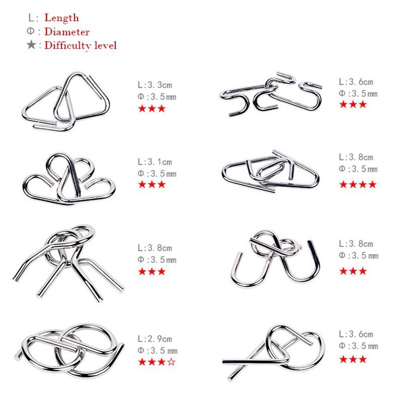 เกมจิ๊กซอว์ปริศนา IQ Mind Brain Teaser แบบโลหะ 8 ชิ้น ต่อชุด - รูปที่ 6