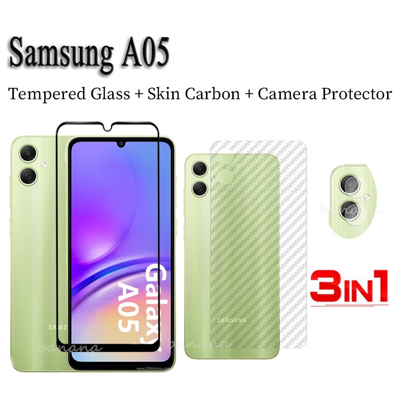 3 in 1 ฟิล์มกระจกนิรภัยกันรอยหน้าจอ เลนส์ด้านหลัง สําหรับ Samsung A05 A 05 A0 5 A05S A04 A04E A04S A