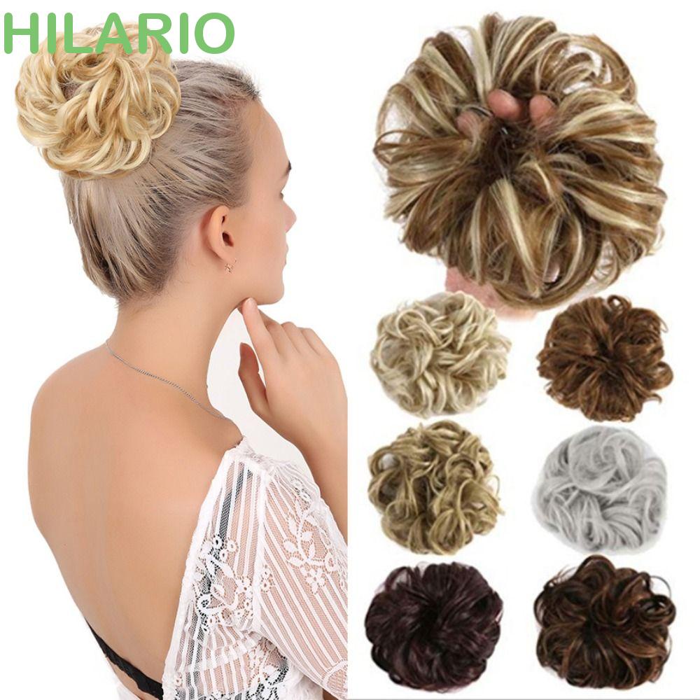 Hilario มวยผมยุ่ง คุณภาพสูง วินเทจ สีบลอนด์ ขนปุย เครื่องประดับผม หญิง เจ้าสาว ธรรมชาติ ผมปลอม ชิ้น
