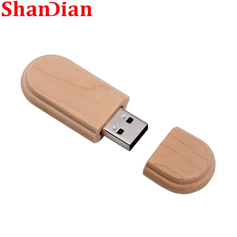 Shandian แฟลชไดรฟ์ไม้แกะสลักโลโก้ 128GB 64GB 32GB 16GB สําหรับถ่ายภาพสตูดิโอ 8GB 1 ชิ้น