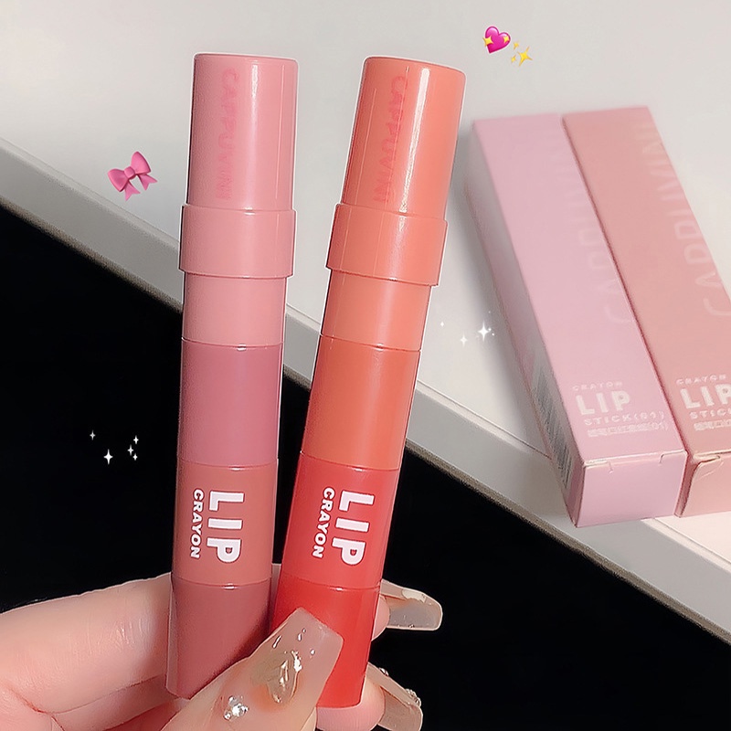 Cappuvini ดินสอสี ลิปสติก เนื้อแมตต์ กํามะหยี่ หลากสี 4 สี