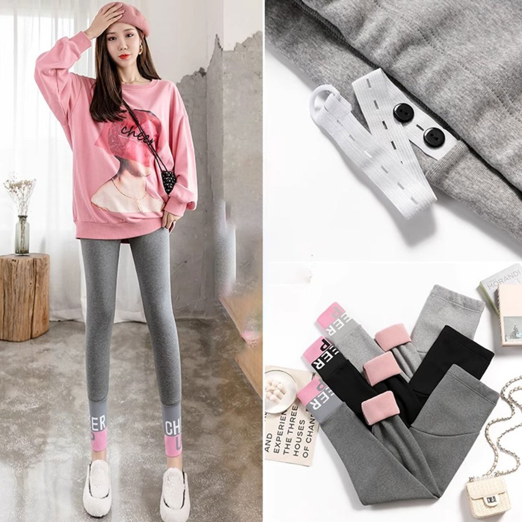 กางเกงขายาวเลกกิ้ง กางเกงคุณแม่ตั้งครรภ์ มีสายปรับระดับที่เอว - รูปที่ 3