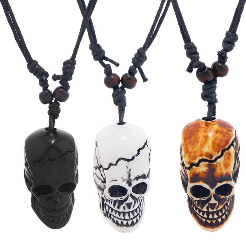 IOR Punk Skull จี้สร้อยคอสําหรับผู้หญิงผู้ชายแฟชั่นฮาโลวีนโครงกระดูกหัว Goth