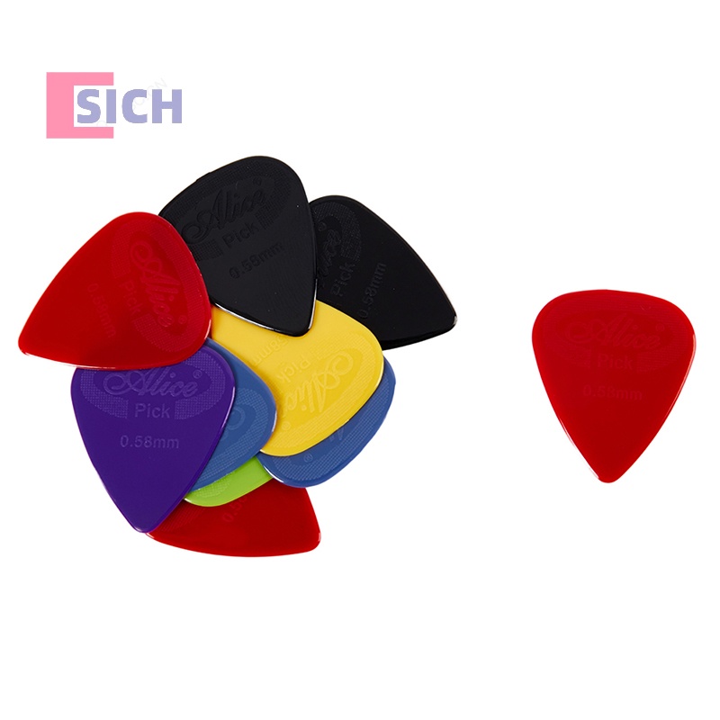 [Sich] ปิ๊กกีตาร์ อลิซ กันลื่น ไนล่อน สีดํา สีขาว อุปกรณ์เสริม สําหรับกีตาร์อะคูสติก ไฟฟ้า อูคูเลเล่ 10 ชิ้น