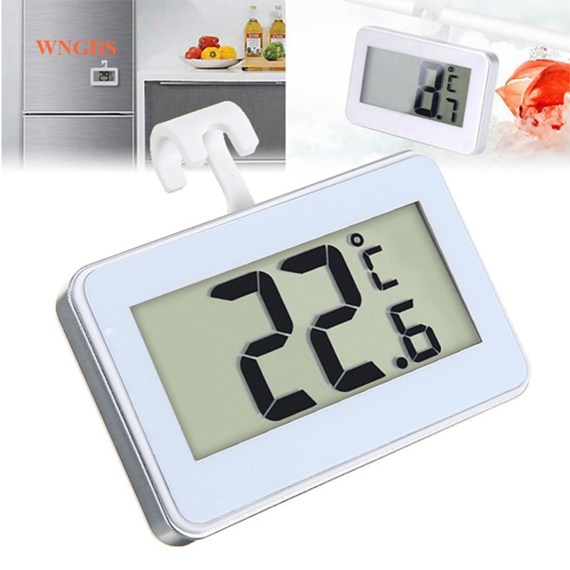 Wngds เครื่องวัดอุณหภูมิตู้เย็น Lcd เครื่องวัดอุณหภูมิแช่แข็ง เครื่องวัดอุณหภูมิในร่ม แบบไร้สาย พร้อมเครื่องวัดอุณหภูมิแม่เหล็ก ดิจิทัล สําหรับบ้าน ร้านอาหาร บาร์ คาเฟ่