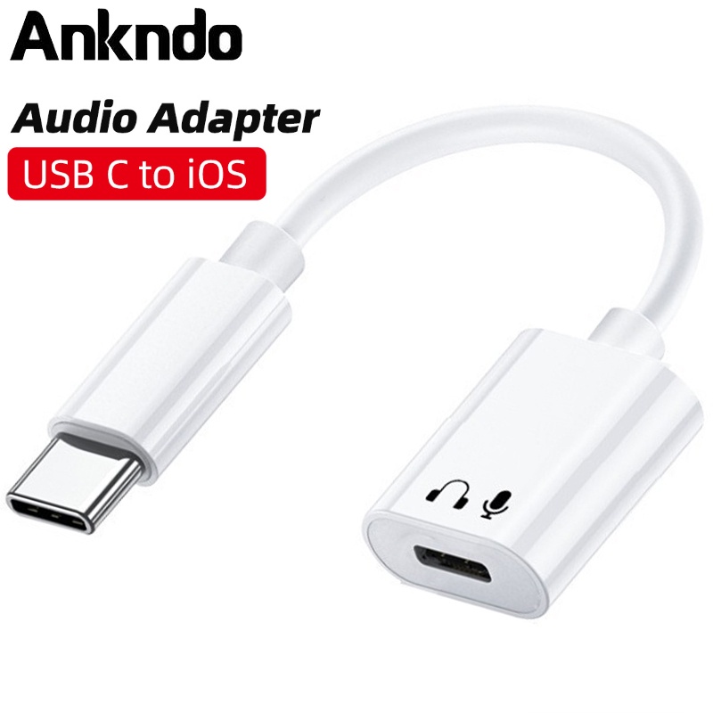 Ankndo อะแดปเตอร์แปลงสายชาร์จ USB Type C เป็น Lightning สําหรับซิงค์ข้อมูล Type C เป็น Lightning Audio